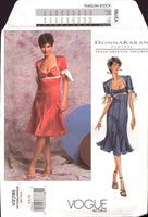 Vogue American Designer 2785 Donna Karan Empire Waist, Flared Dress with Gored, Godet Skirt, U/C, F/Folded, Sewing Pattern Size 6-10