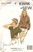 Kwik Sew 1232 Long or Short Sleeve Top with Hidden Buttons and Two Collar Styles, Uncut, Factory Folded Sewing Pattern Multi Size XS-L