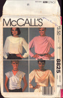 McCall's 8825 Pullover Blouses with Buttoned or Pleated Left Shoulder and Two Sleeve Lengths, Uncut, Factory Folded Sewing Pattern Size 12