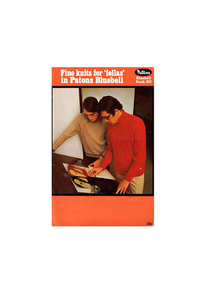 Patons 897 - 60s Knitting Patterns for Men's Jumpers/Sweaters, Cardigan, Shirt Instant Download PDF 20 pages