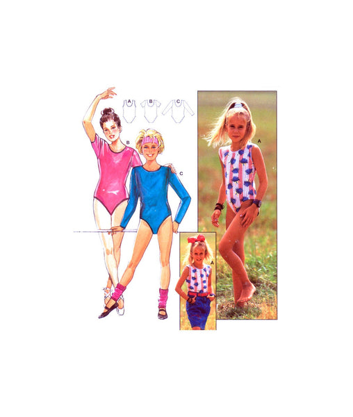 Burda 4337 Child's Sleeveless, Short or Long Sleeved Leotard or Bodysuit, Uncut, Factory Folded, Sewing Pattern Size 6-12