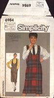Simplicity 6984 Loose Fitting Jumper with U-Neckline, Deep Armholes and Shirt, Uncut, Factory Folded Sewing Pattern Size 12-16