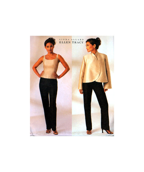 Butterick 3916 Ellen Tracy Loose Fitting Jacket, Lined Top and Tapered, Contour Waist Pants, U/C, Factory Folded, Sewing Pattern Size 12-16