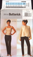 Butterick 3916 Ellen Tracy Loose Fitting Jacket, Lined Top and Tapered, Contour Waist Pants, U/C, Factory Folded, Sewing Pattern Size 12-16