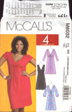McCall's 6032 Front Drape Dress with Deep V-Neckline and Sleeve Variations, Uncut, Factory Folded Sewing Pattern Plus Size 18-24