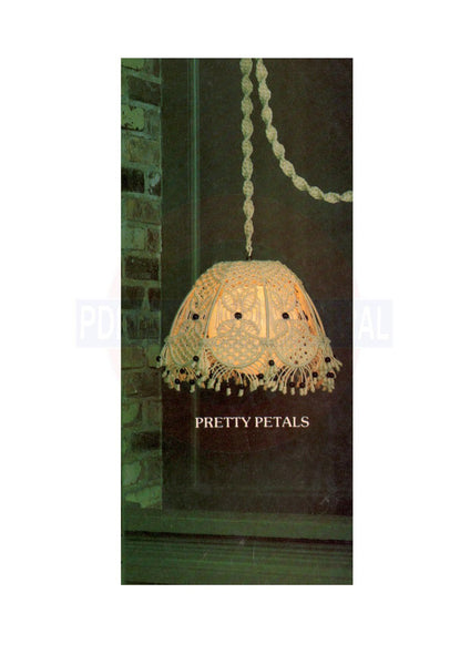 Vintage 70s Macrame Pretty Petals Lamp Shade Pattern Instant Download PDF 2 + 3 pages