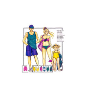 Justknits 96825 Children's Swimwear: Two Piece, One Piece, Leotard, Shorts, Singlet, U/C, F/Folded, Sewing Pattern Multi Size 2-12