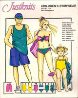 Justknits 96825 Children's Swimwear: Two Piece, One Piece, Leotard, Shorts, Singlet, U/C, F/Folded, Sewing Pattern Multi Size 2-12