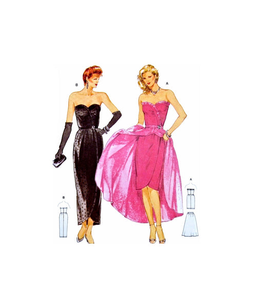 Burda 7137 Evening Wear: Sweetheart Neckline, Strapless Dress with Overskirt, Uncut, Factory Folded, Sewing Pattern Multi Size 34-42