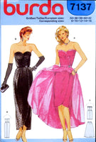 Burda 7137 Evening Wear: Sweetheart Neckline, Strapless Dress with Overskirt, Uncut, Factory Folded, Sewing Pattern Multi Size 34-42