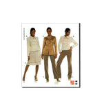 Burda 7984 Frog Closure Jacket in Two Lengths, Pants and Two Tiered Skirt, Uncut, Factory Folded, Sewing Pattern Multi Plus Size 10-22
