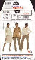 Burda 7984 Frog Closure Jacket in Two Lengths, Pants and Two Tiered Skirt, Uncut, Factory Folded, Sewing Pattern Multi Plus Size 10-22
