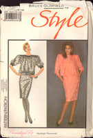 Style 1104 Bruce Oldfield Blouson Bodice Dress  with Long or Short Sleeves, Uncut, Factory Folded Sewing Pattern Size 6-10
