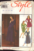 Style 1653 Cocktail or Evening Dress with Deep Cut-Away Neckline and Tulip or Flared Skirt, Uncut, F/Folded Sewing Pattern Plus Size 16-22