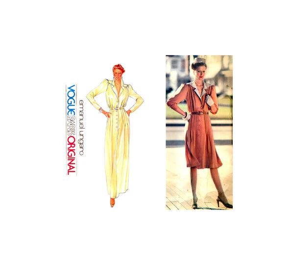 Vogue Paris Original 2131 Emanuel Ungaro Blouson Dress with A-Line Skirt in Two Lengths, Cut, Complete, Sewing Pattern Size 10