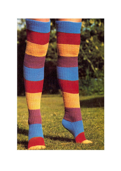 Vintage 70s Striped Stockings Pattern Instant Download PDF 2 +4  pages