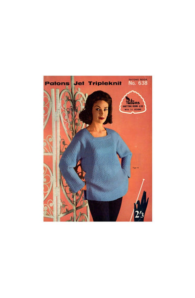Patons 638 - 60s Knitting Patterns for Cardigans, Suit, Sweaters/Jumpers, Coat for Women Instant Download PDF 24 pages