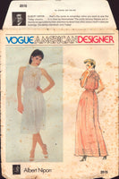 Vogue American Designer 2515 Albert Nipon Back Buttoned, Blouson Dress in Two Lengths, Cut and Complete, Sewing Pattern Size 14