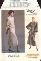 Vogue American Designer 1952 Tamotsu Pullover Dress or Top with Long Puff Sleeves and Flared Skirt, U/C, F/Folded, Sewing Pattern Size 16