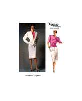 Vogue 1766 Emanuel Ungaro Lined Above Hip Jacket, Skirt and Blouse with Shoulder Drape, U/C, F/Folded, Sewing Pattern Size 12