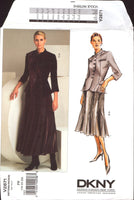 Vogue American Designer 2871 DKNY Fitted Jacket and Flared, Gored Skirt with Godets, Uncut, Factory Folded, Sewing Pattern Plus Size 18-22