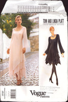 Vogue American Designer 1737 Tom and Linda Platt Dress with Handkerchief Overlay Hem in Two Lengths U/C, F/Folded, Sewing Pattern Size 12-16
