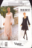 Vogue American Designer 1737 Tom and Linda Platt Dress with Handkerchief Overlay Hem in Two Lengths U/C, F/Folded, Sewing Pattern Size 12-16