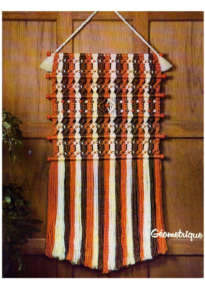Vintage 70s "Géométrique" Macrame Wall Hanging Pattern Instant Download PDF 2 + 4 pages