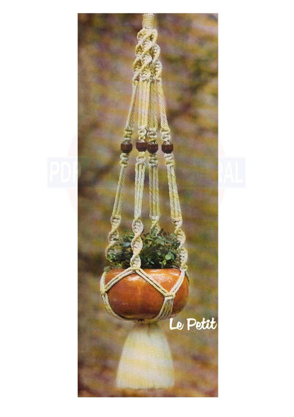 Vintage 70s "Le petit" Macrame Plant Hanger Pattern Instant Download PDF 2 + 4 pages