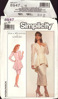 Simplicity 8947 Jessica McClintock for Gunne Sax Peplum Jacket Top and Skirt, Uncut, Factory Folded Sewing Pattern Size 12 or 16