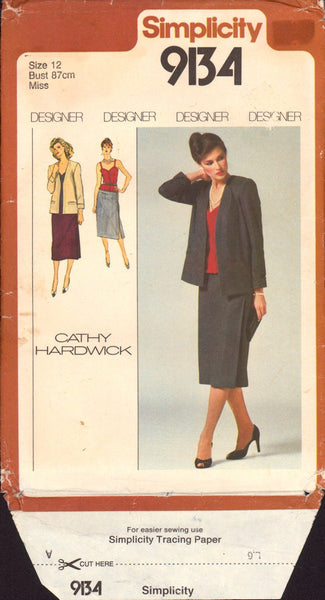 Simplicity 9134 Sewing Pattern Jacket Camisole Skirt, Size 12, Uncut, Factory Folded