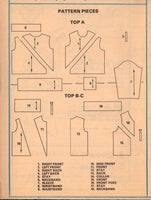 McCall's 7175 Sewing Pattern, Women's Tops, 14-16, PARTIALLY CUT, INCOMPLETE