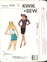 Kwik Sew 2038 Sewing Pattern Tops Skirt Shorts Size XS-L Uncut Factory Folded