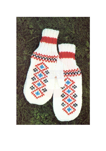 Vintage 70s Knitted Mitts Pattern Instant Download PDF 3 +4 pages