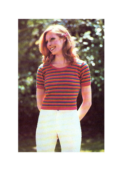 Vintage 70s Striped Sleeveless Top Pattern Instant Download PDF 3 + 4 pages