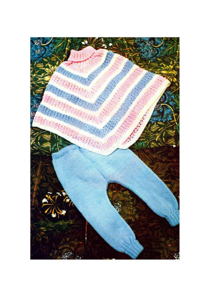 Vintage 70s Toddler's Poncho and Pants Pattern Instant Download PDF 2.5 + 4 pages