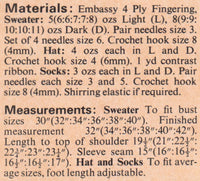70s Matching Three-some - Sweater, Socks and Hat Pattern Bust Size 30"-40", Instant Download PDF, 2 pages