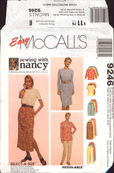McCall's 9246 Top, Pants, Skirt in Two Lengths, Sewing Pattern Size 8-22, Uncut, Factory Folded