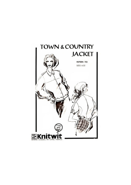 Knitwit 703 Ladies' Long or Short Sleeved, Town and Country Jacket, Uncut, Factory Folded Sewing Pattern Multi Plus Size 6-22