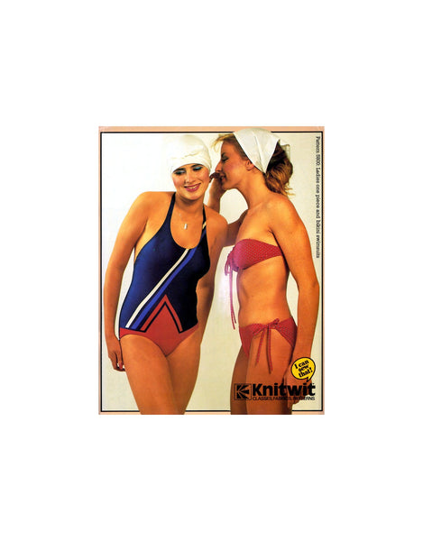 Knitwit 5800 One and Two Piece Swimsuits with Style Variations, Uncut, Factory Folded, Vintage Sewing Pattern Multi Size 6-22