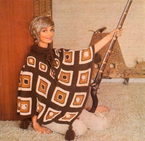 Vintage 70s Macrame Mexican Poncho and Skirt Pattern Instant Download PDF 2 pages