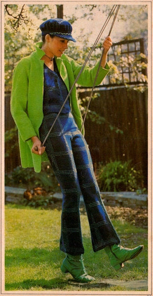 70s Trouser Suit and Cap, Knitting Pattern, Instant Download PDF, 4.5 pages