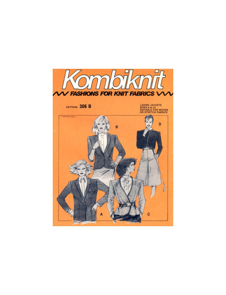 Kombi Knit 306 Ladies' Jackets with Style Variations, Uncut, Factory Folded, Master Sewing Pattern Multi Plus Size 8-22