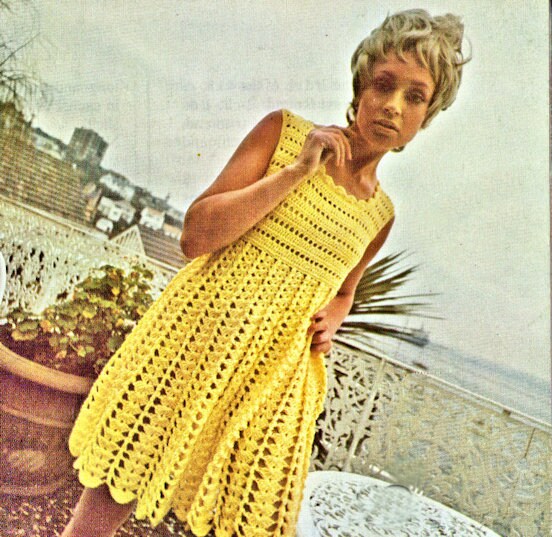 70s Crocheted Dress Instant Download PDF 3 pages plus extra 2 pages about crocheting