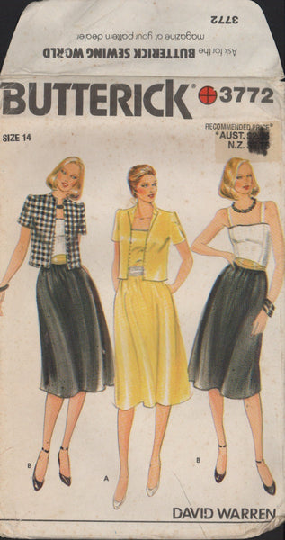 Butterick 3772 Jacket, Dress and Belt, Sewing Pattern, Size 14, Cut, Complete