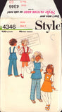Style 4346 Child's Pinafore Dress or Tunic, Trousers and Blouse, Uncut, Factory Folded, Sewing Pattern Size 6
