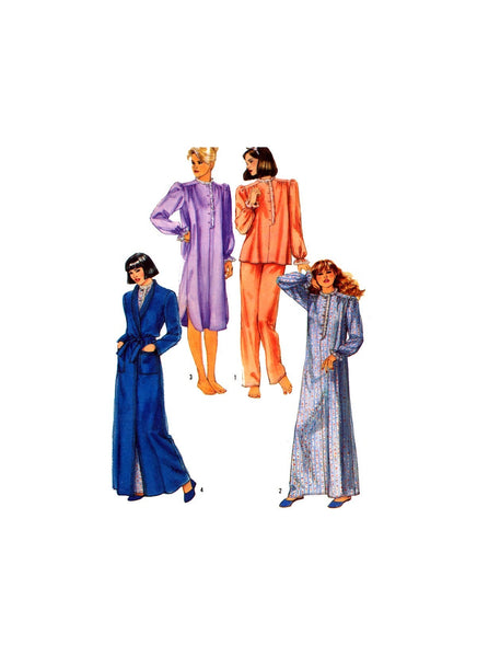 Simplicity 6625 Sleepwear: Nightgown in Two Lengths, Pajamas and Robe, Uncut, Factory Folded, Sewing Pattern Size 14-16