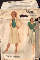 Vogue 2924 Joseph Picone Skirts, Blouses, Belt and Jacket, Size 10 or 16, CUT, COMPLETE