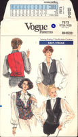 Vogue 7573 Semi-Fitted, Partially Lined Vest or Waistcoat with Shaped Hem, Uncut, Factory Folded, Sewing Pattern Size 8-12