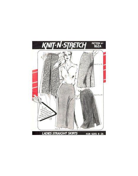 Knit n Stretch 162A Ladies' Straight Skirts with Nine Style Variations , Uncut, Factory Folded, Sewing Pattern Multi Plus Size 8-26
